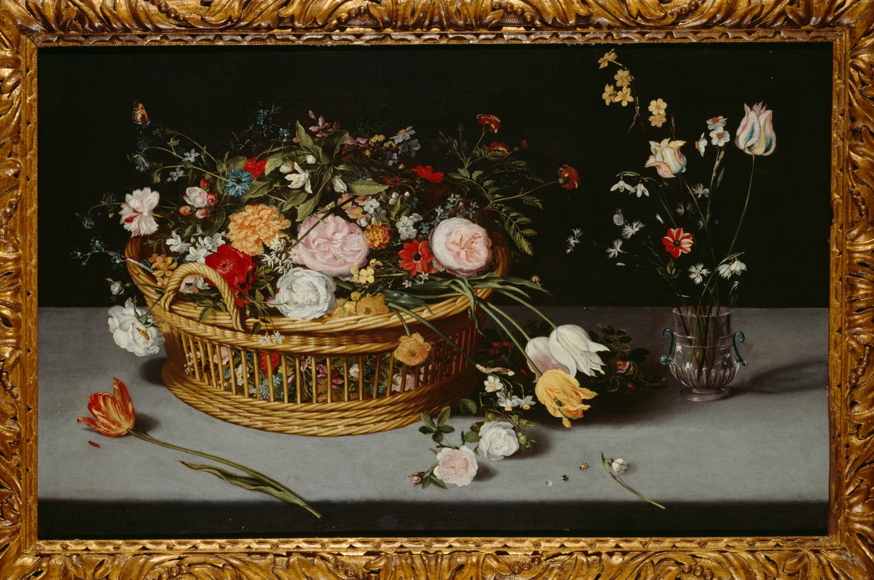 Still Life with Basket and Vase of Flowers by Jan the Younger Brueghel
