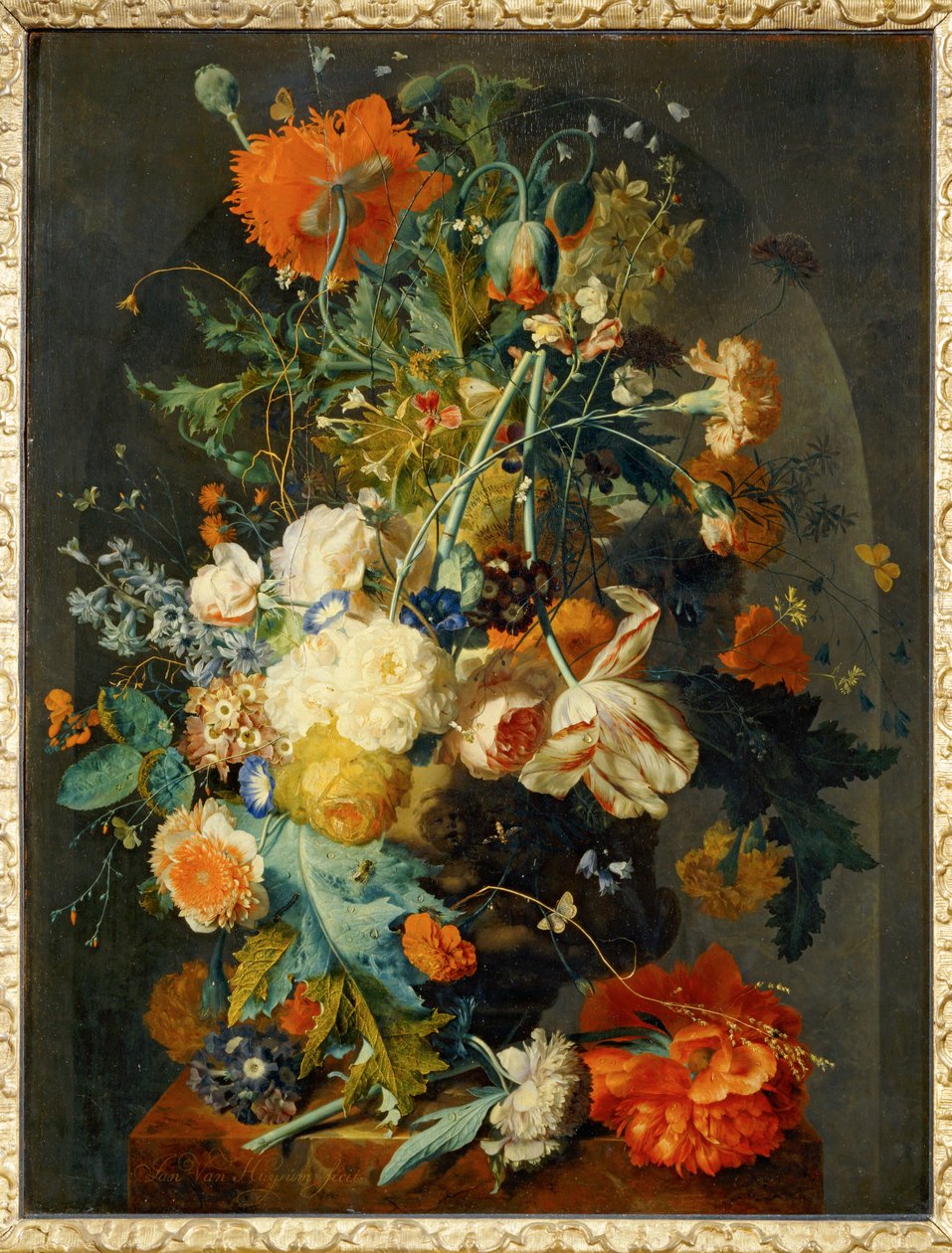 Vase of Flowers in a Niche by Jan van (follower of) Huysum