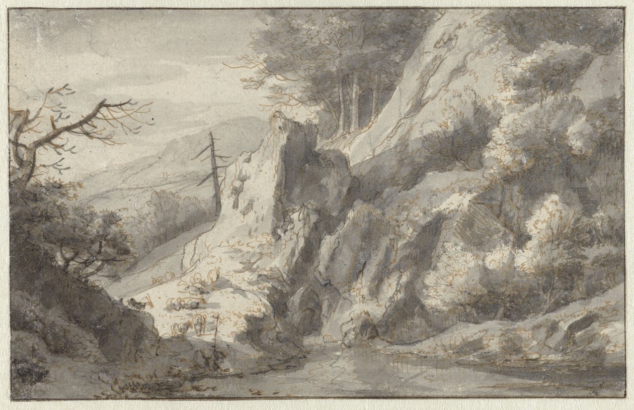 Mountain Landscape with Dead Pine Tree by Jan van Aken