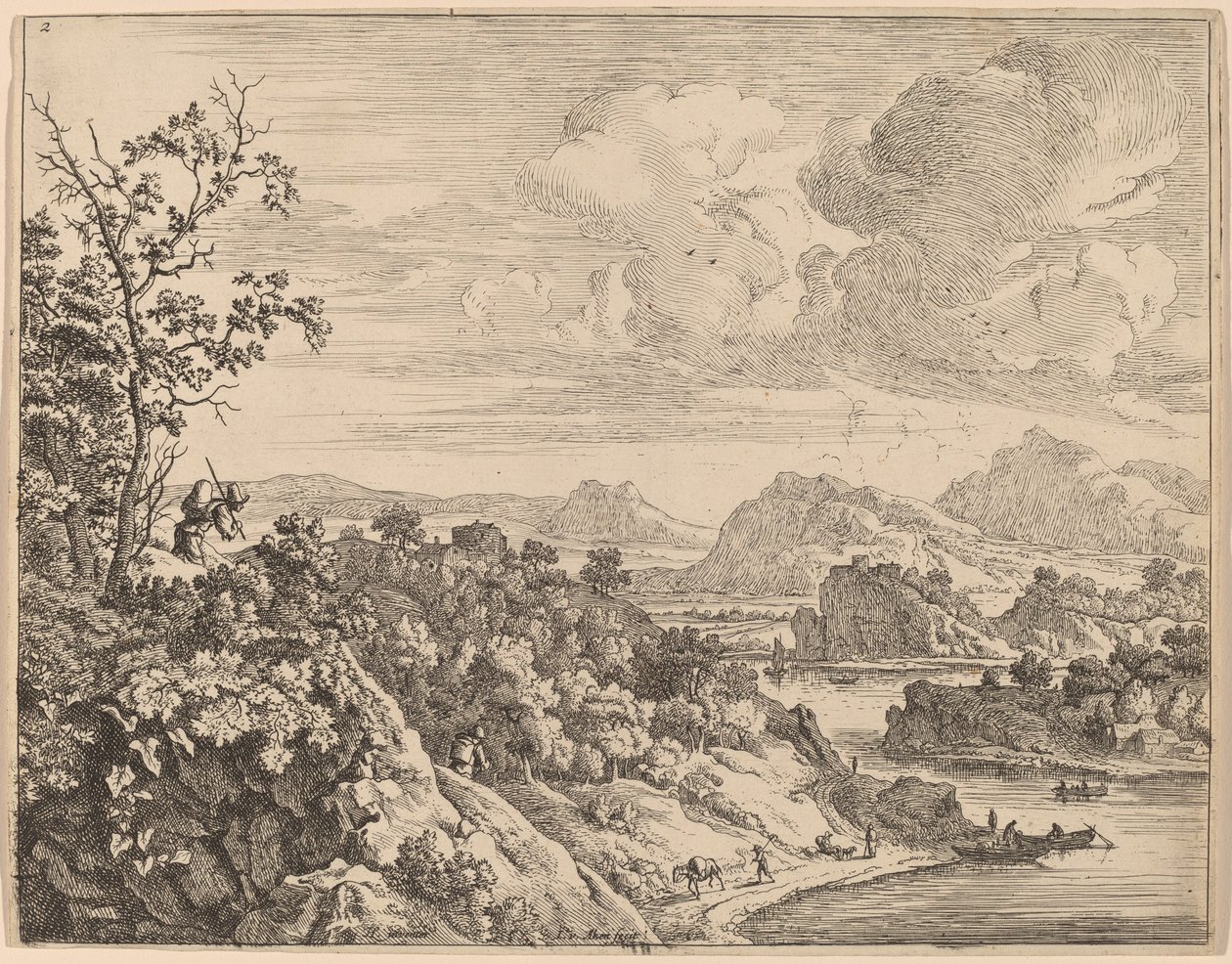 View of the River Rhine by Jan van Aken after Herman Saftleven