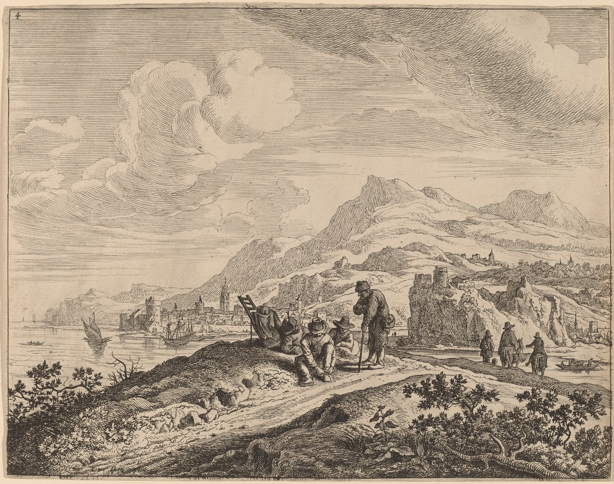 View of the River Rhine by Jan van Aken after Herman Saftleven