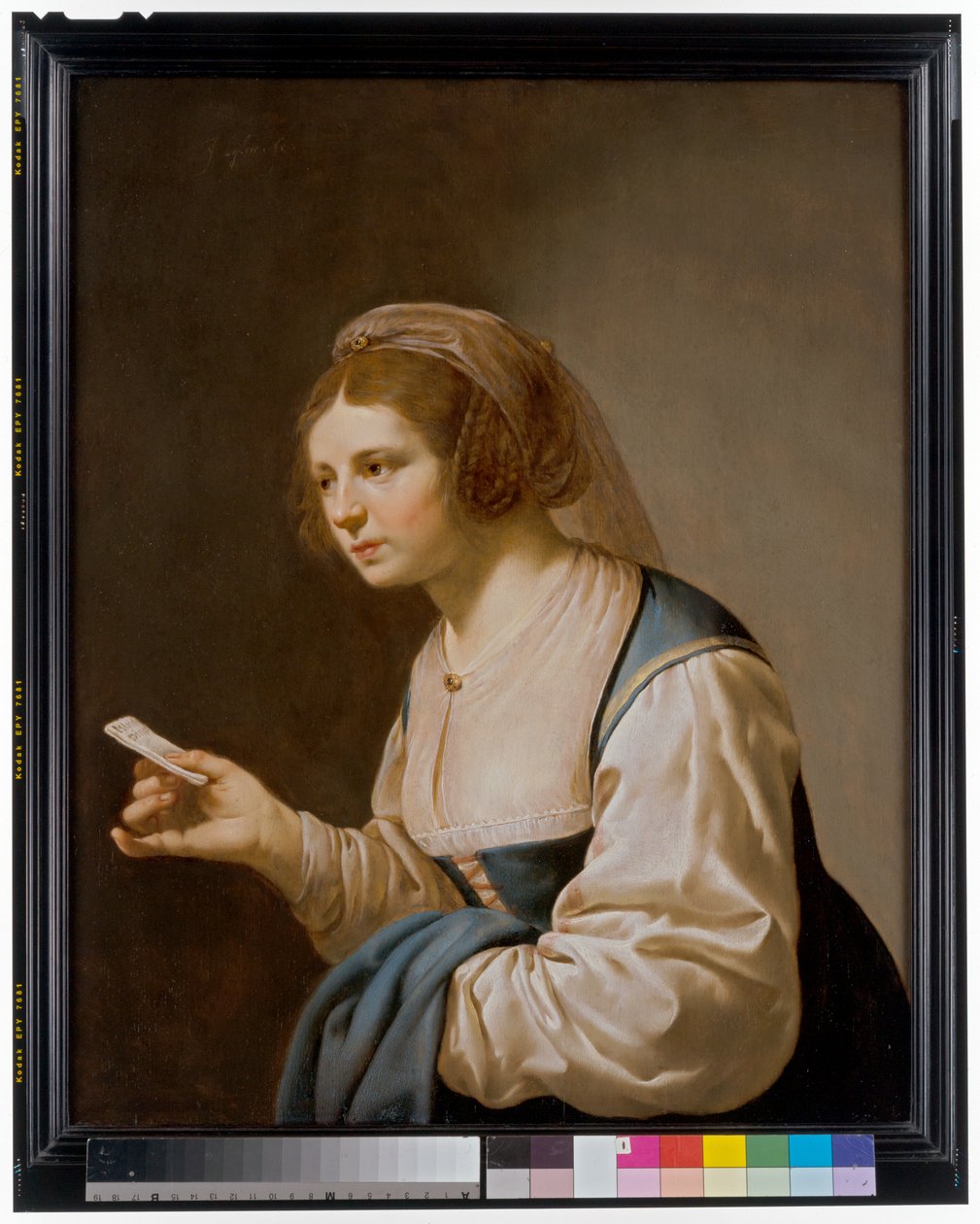 A Young Girl Holding A Letter by Jan van Bijlert or Bylert