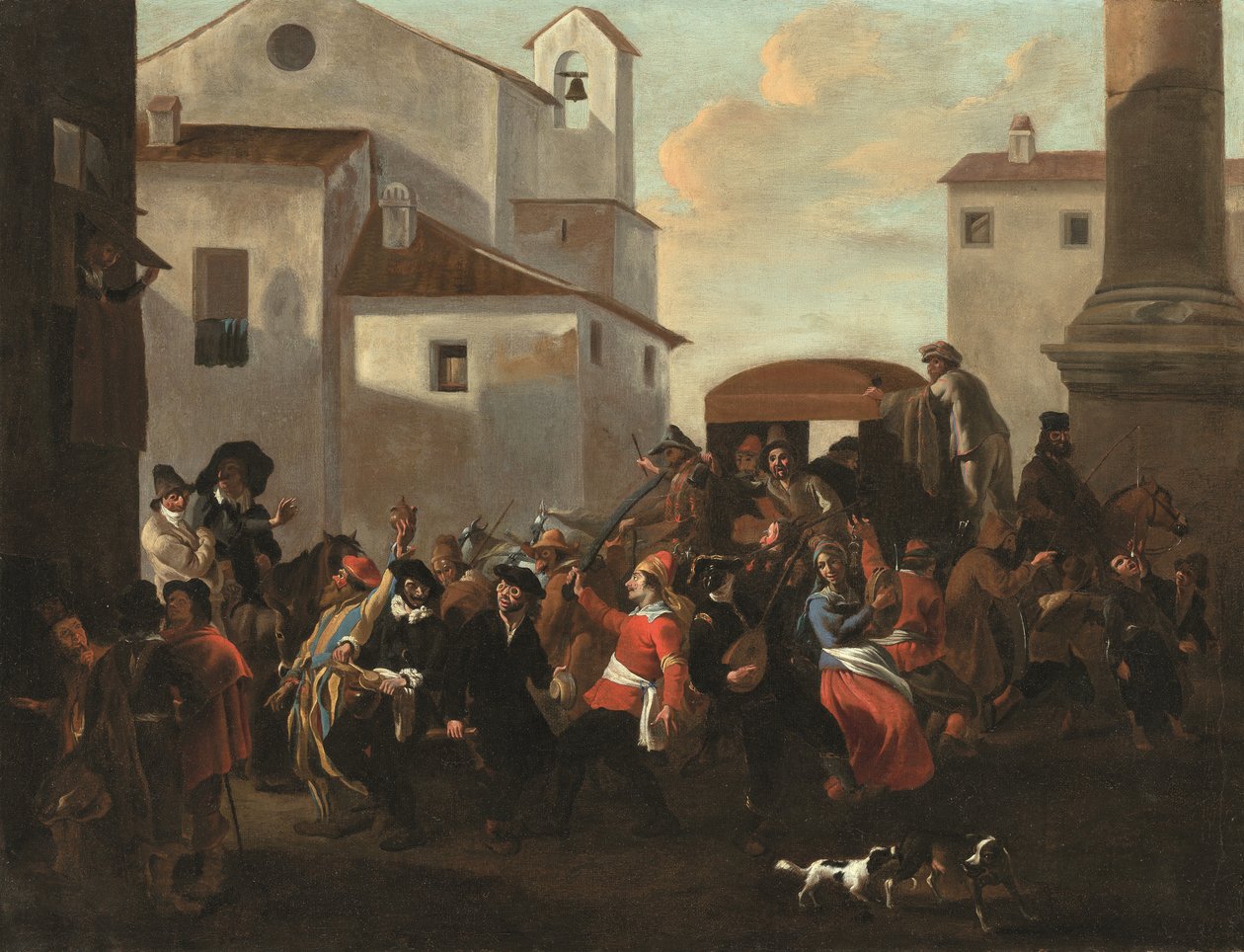 A carnival in a Roman piazza by Jan van Bike Miel