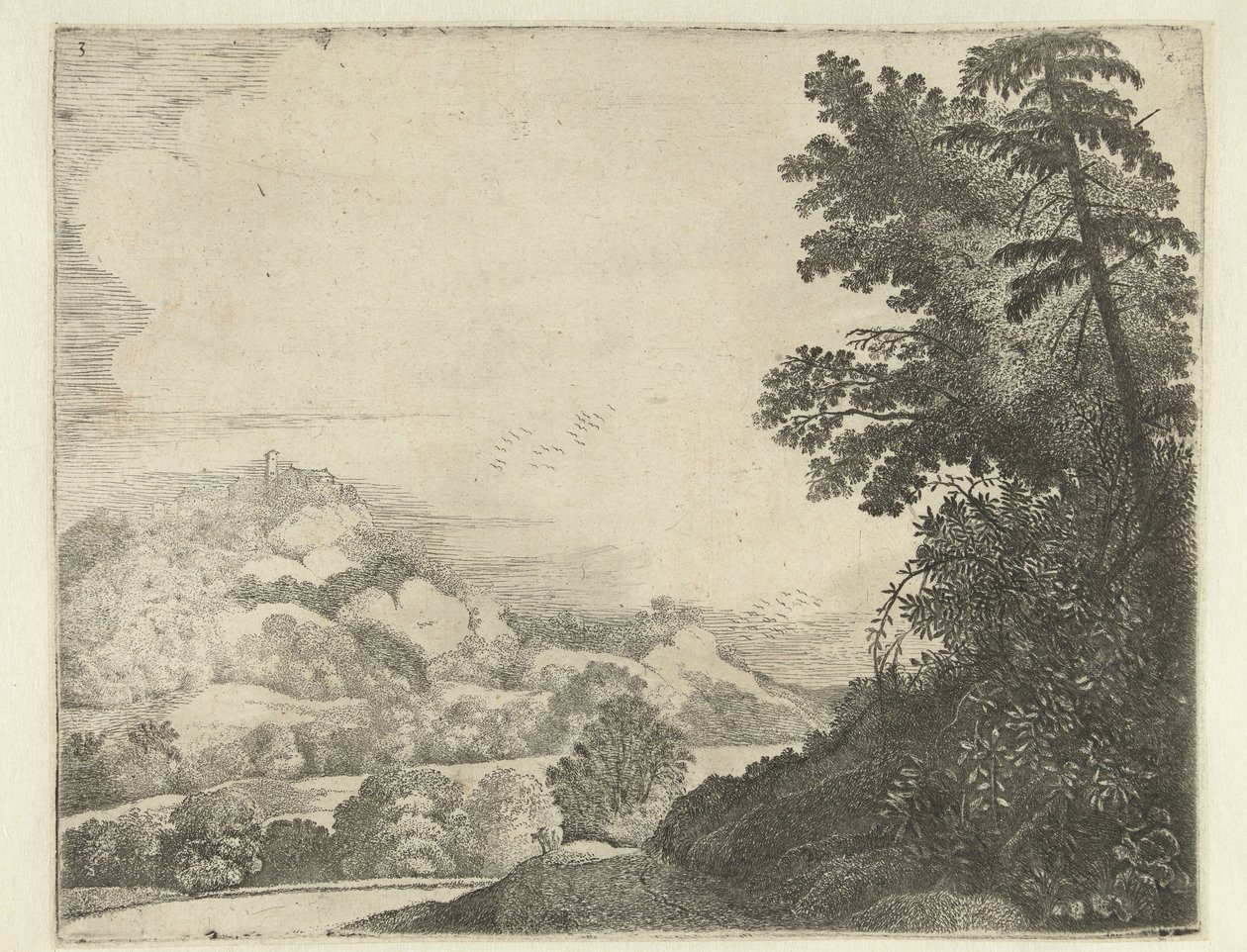 Landscape with Sheep on Hill and Trees by Jan van Brosterhuyzen