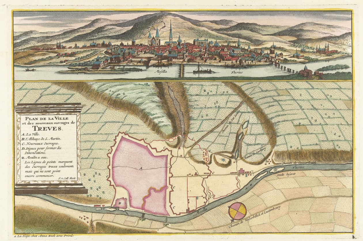 Map of Trier, 1704 (Plan de la Ville et Chateau de Traarbach) by Jan van Call (II)