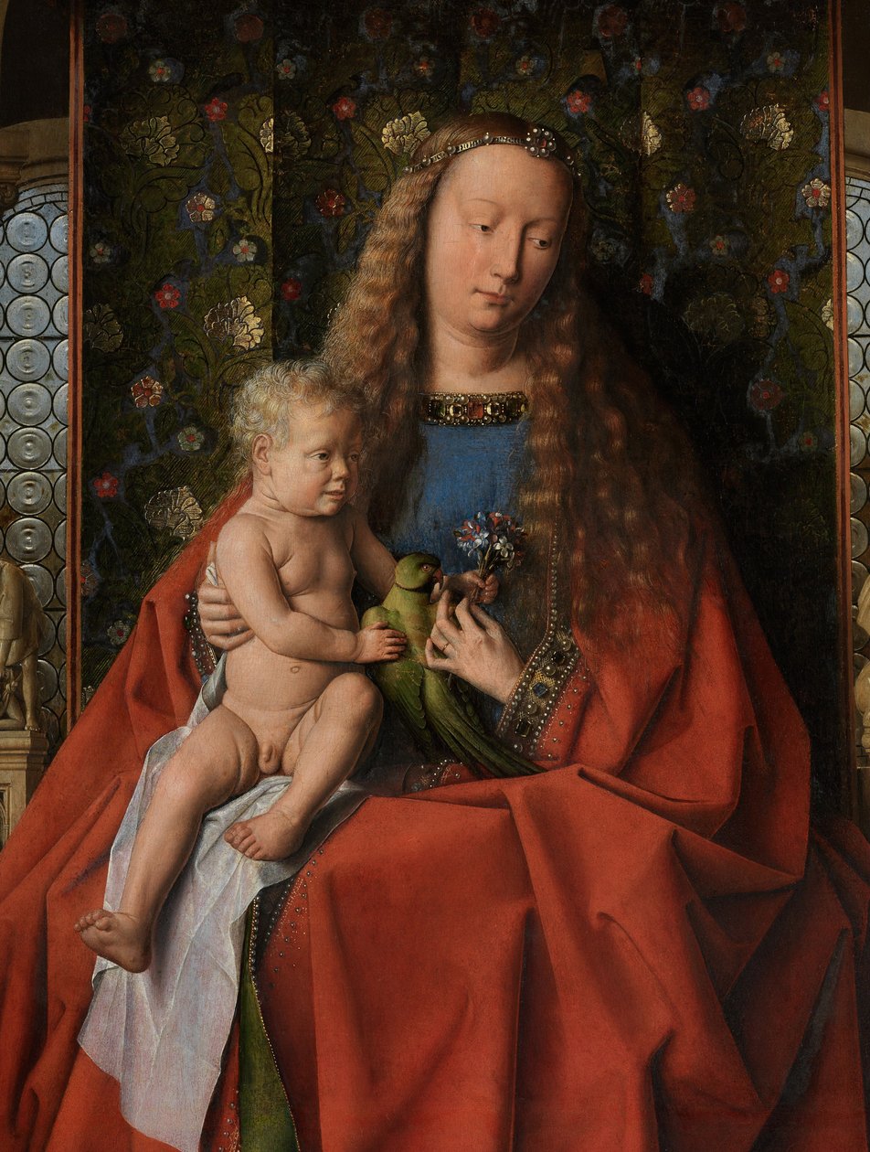 Virgin and Child with Saints Donatian and George and Canon Joris van der Paele (detail) by Jan van Eyck
