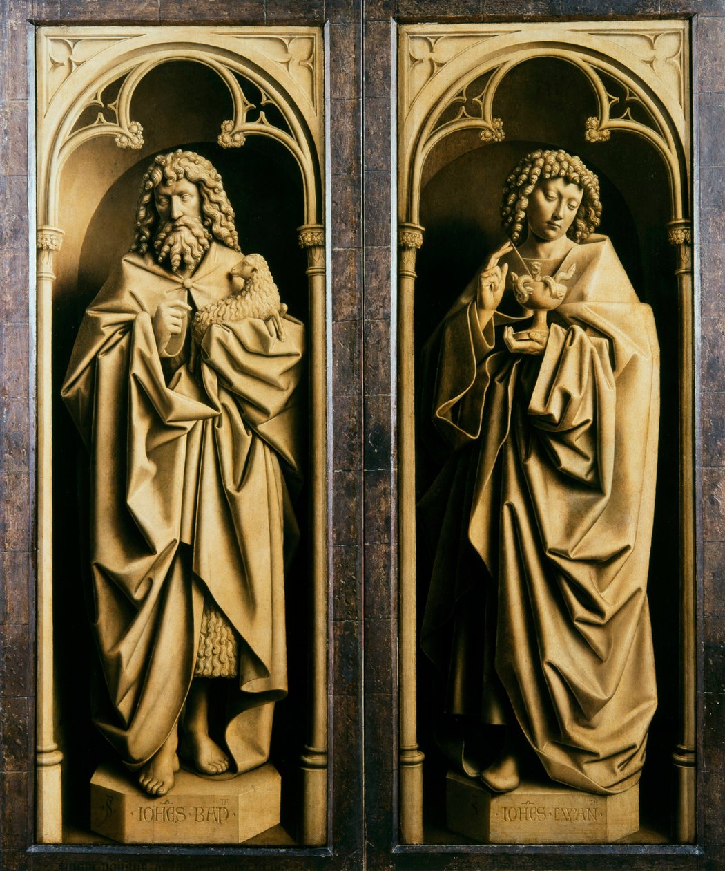 The Ghent Altarpiece. Adoration of the Mystic Lamb: John the Baptist and John the Evangelist by Jan van Eyck