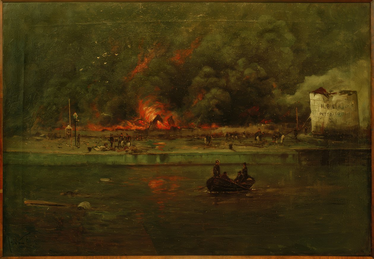 Fire at the Oil Warehouses by Jan van Genegen