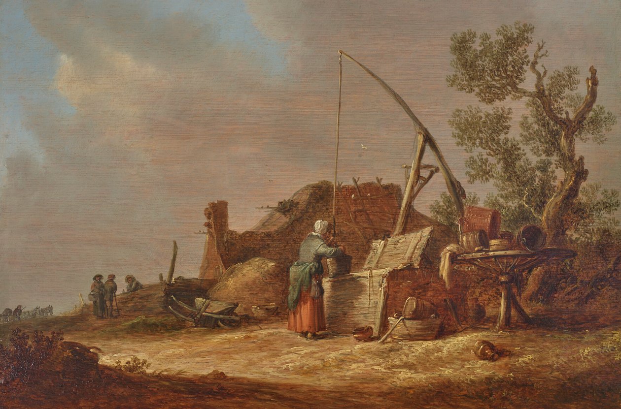 A Landscape with a Woman at a Well by Jan van Goyen