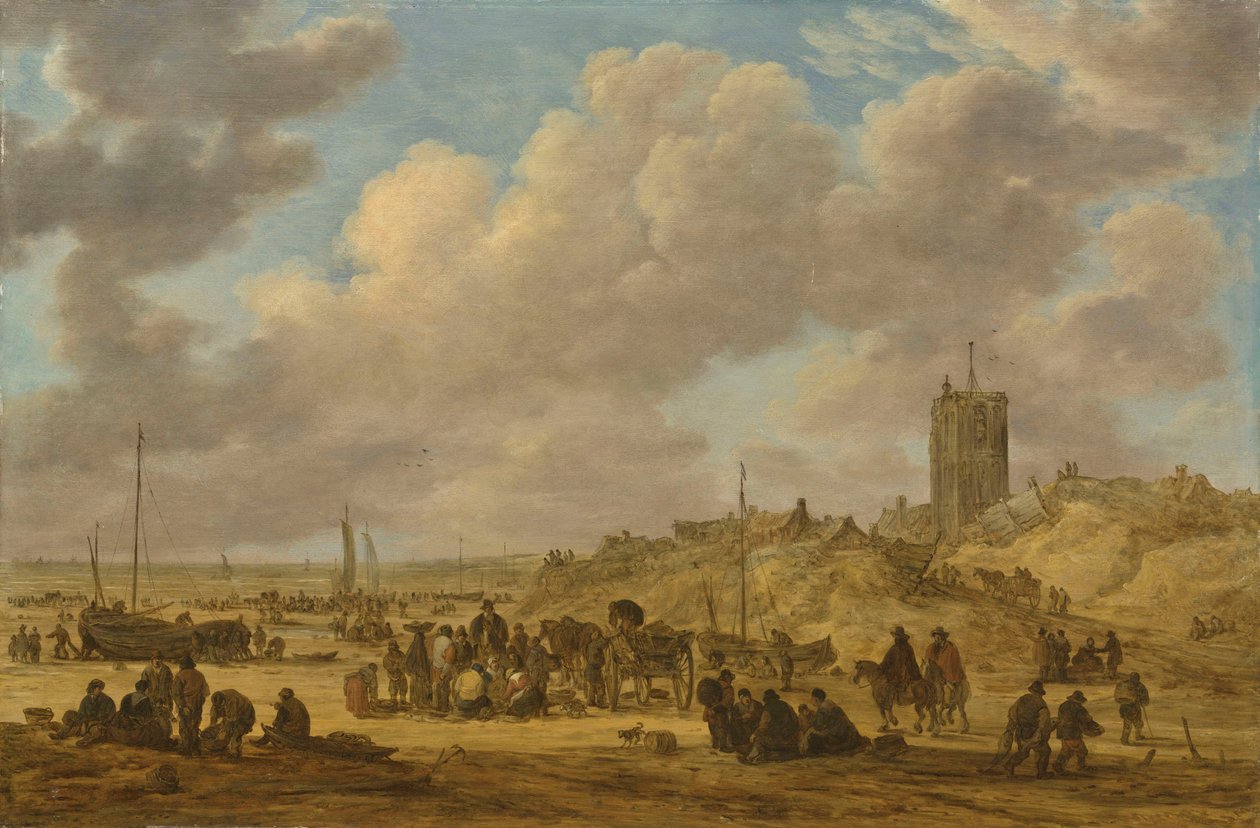 Fish Selling at the Beach near Egmond by Jan van Goyen