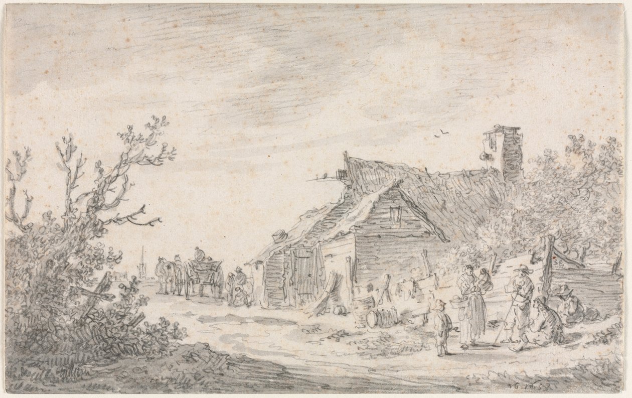Landscape with a Cottage and Figures by Jan van Goyen