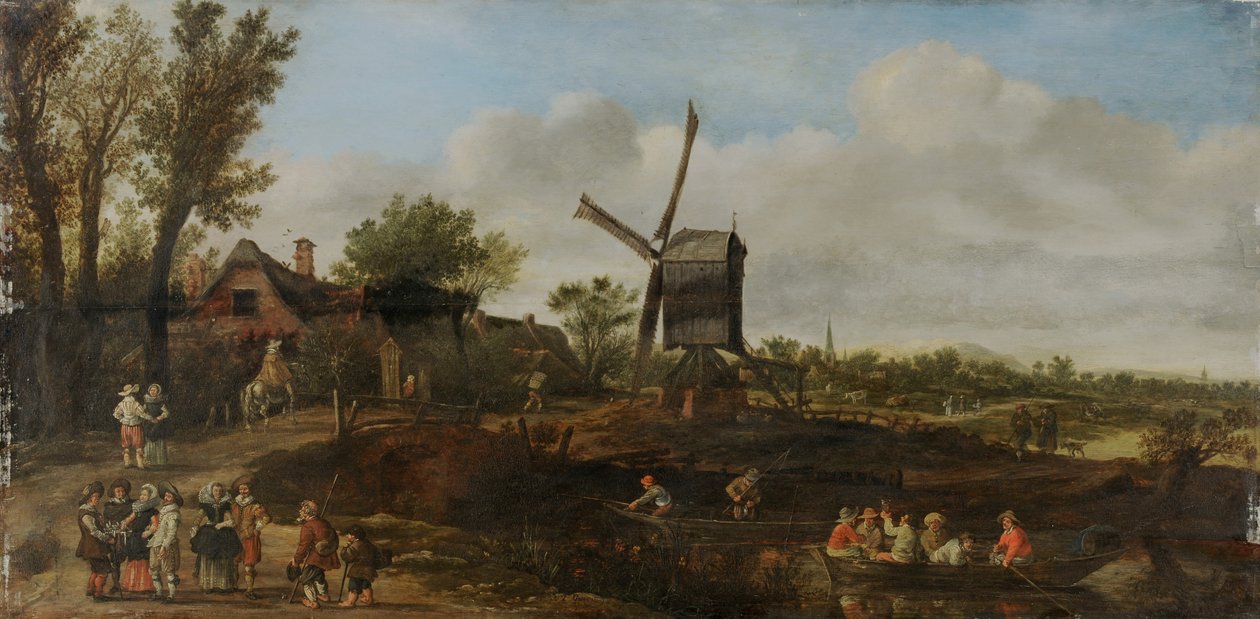 River Landscape with Windmill and Boats by Jan van Goyen