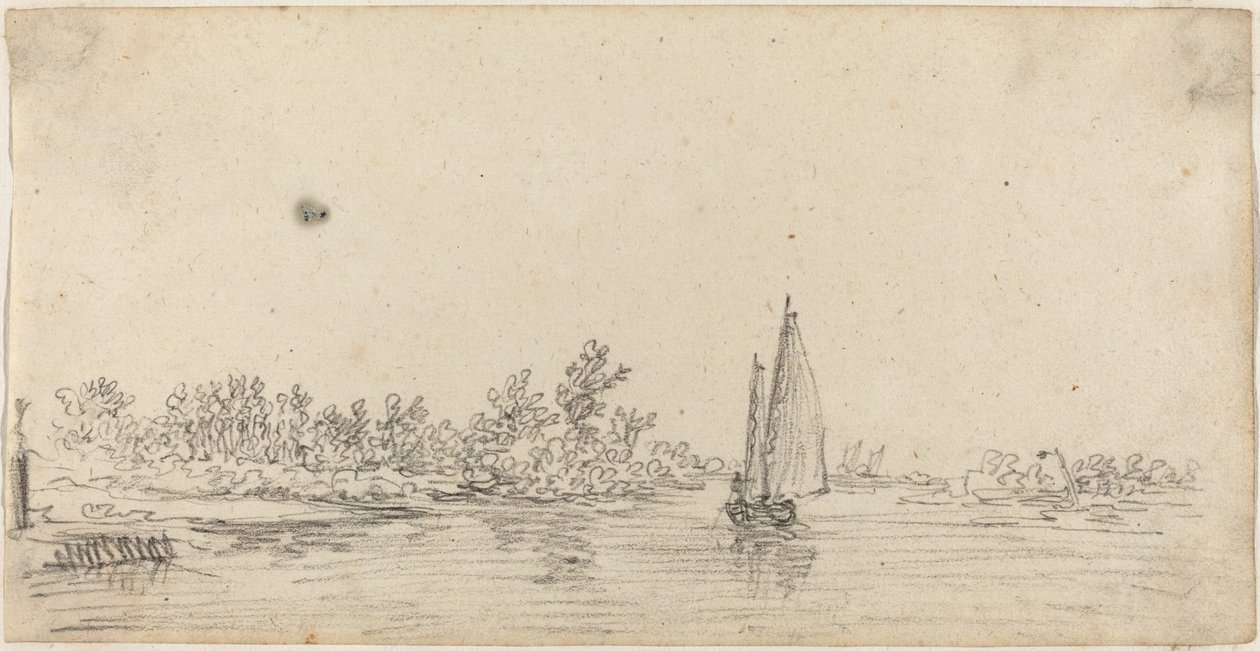 Sailboat on an Estuary by Jan van Goyen