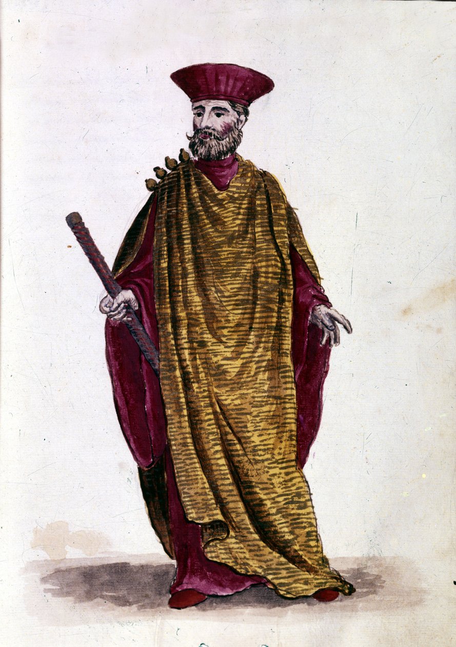 Captain of the Sea: Officer of the Military Navy of the Republic of Venice. Watercolour drawing and ink from the manuscript 