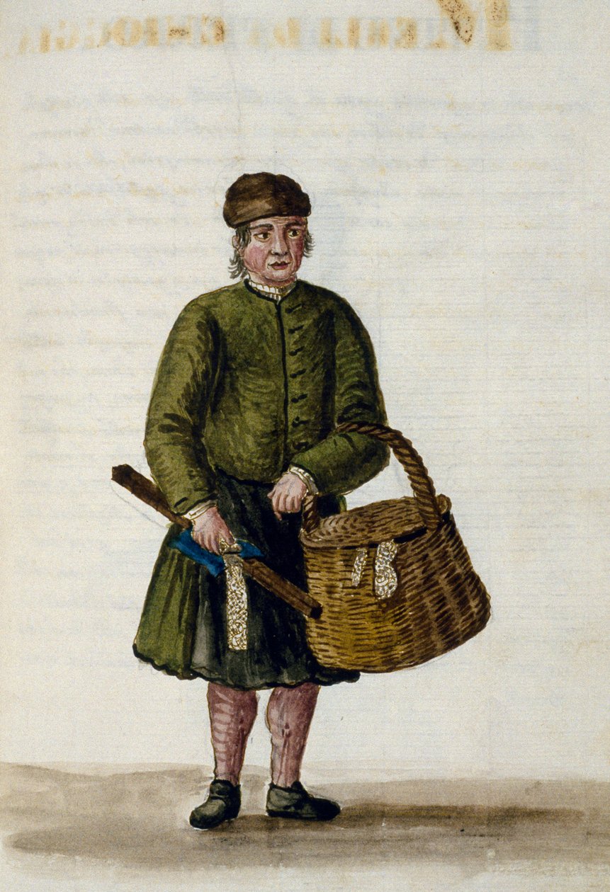 Chioggian lace vendor, illustration from manuscript of Venetian clothes, Volume IV, by Jan Grevenbroeck, Italy by Jan van Grevenbroeck