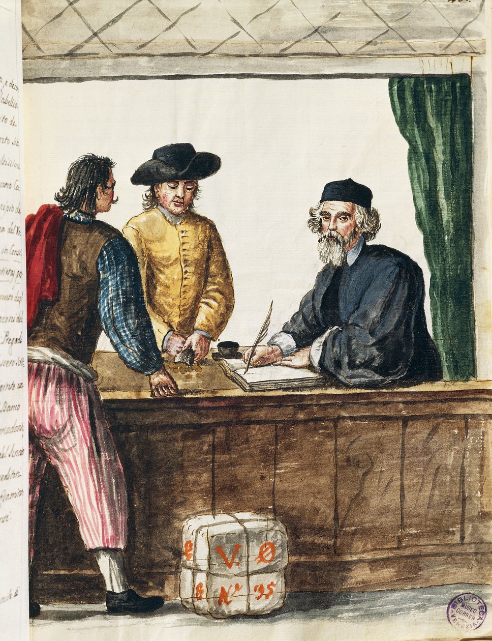 Distinguished merchant, illustration from Illustrated book of Venetian costumes by Jan van Grevenbroeck