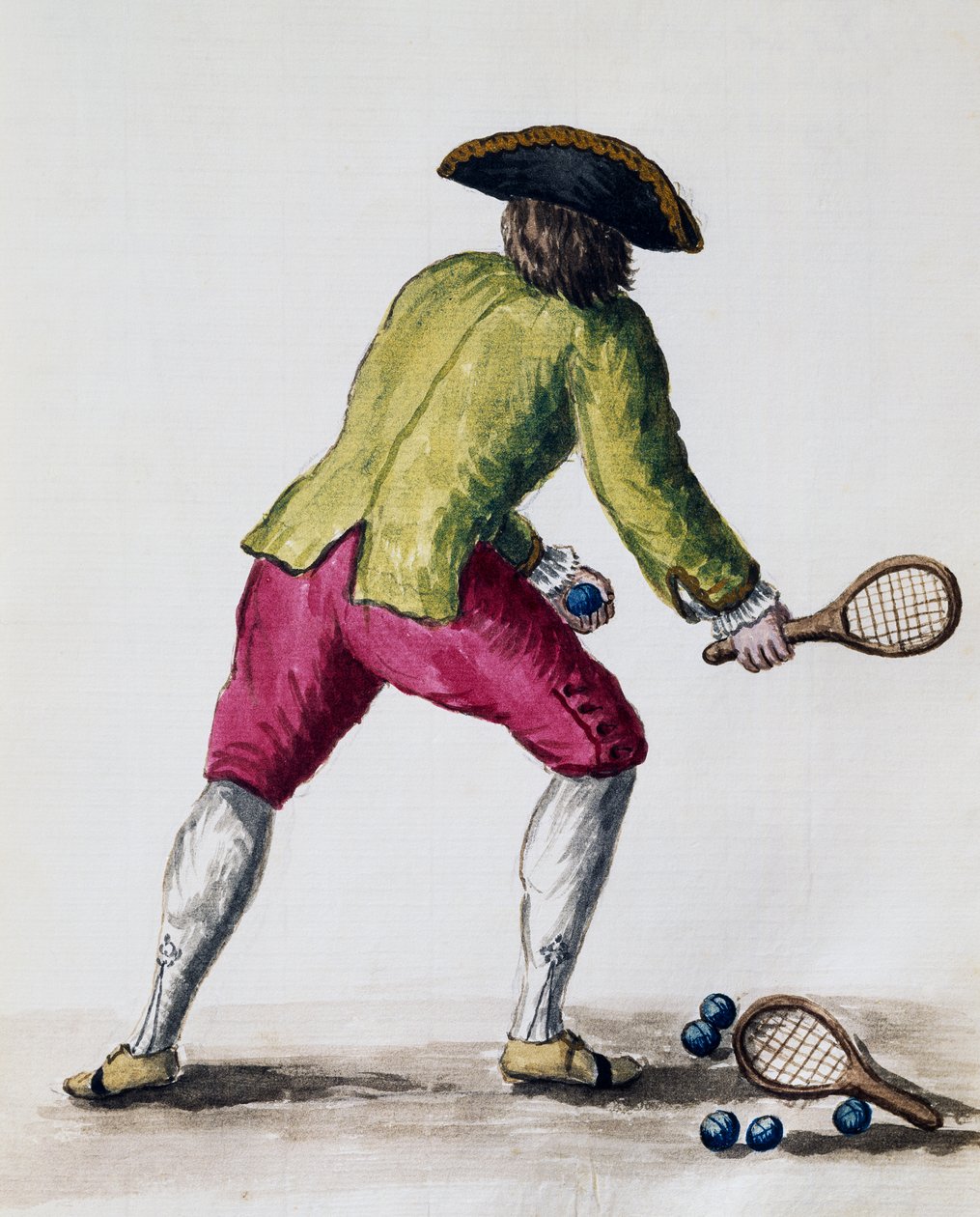Man playing with racquet and balls, from The Illustrated Book of Venetian Costumes, Italy by Jan van Grevenbroeck