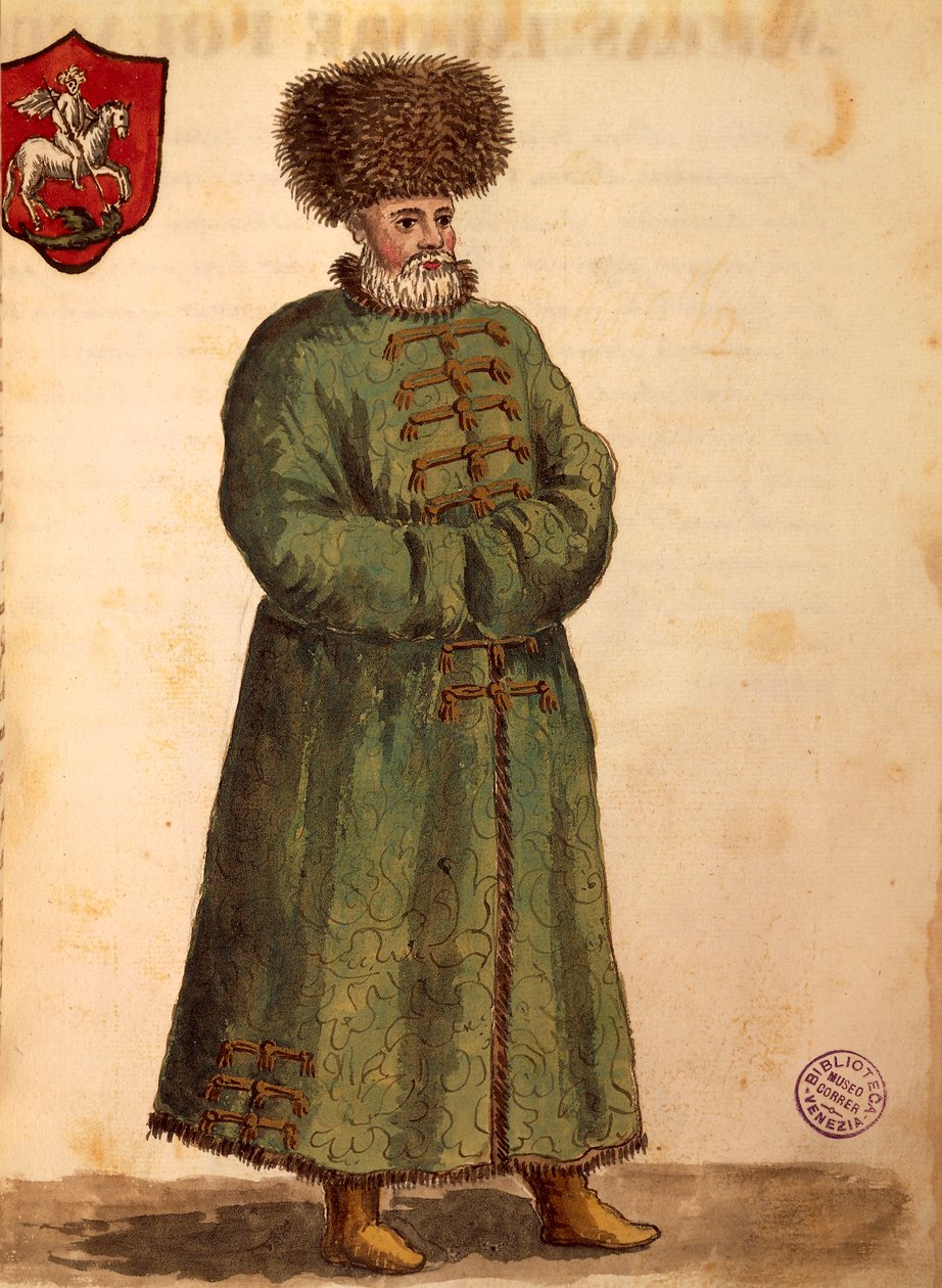 Muscovite ambassador, from Gli Abiti de Veneziani, illustrated book of costumes by Jan van Grevenbroeck