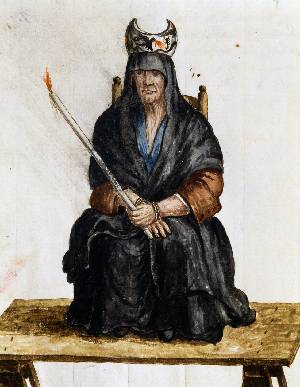 Sorceress, illustration from Costumes of Venetians of almost every age, diligently collected and painted in 18th century, Giovanni di Grevembroch (1731-1807) by Jan van Grevenbroeck