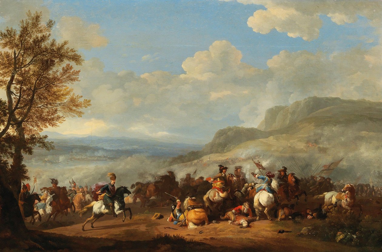 A Cavalry Skirmish between Turks and Europeans by Jan van Huchtenburgh