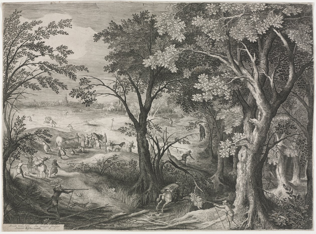 Landscape with Travelers Attacked by a Gang of Robbers by Jan van Londerseel