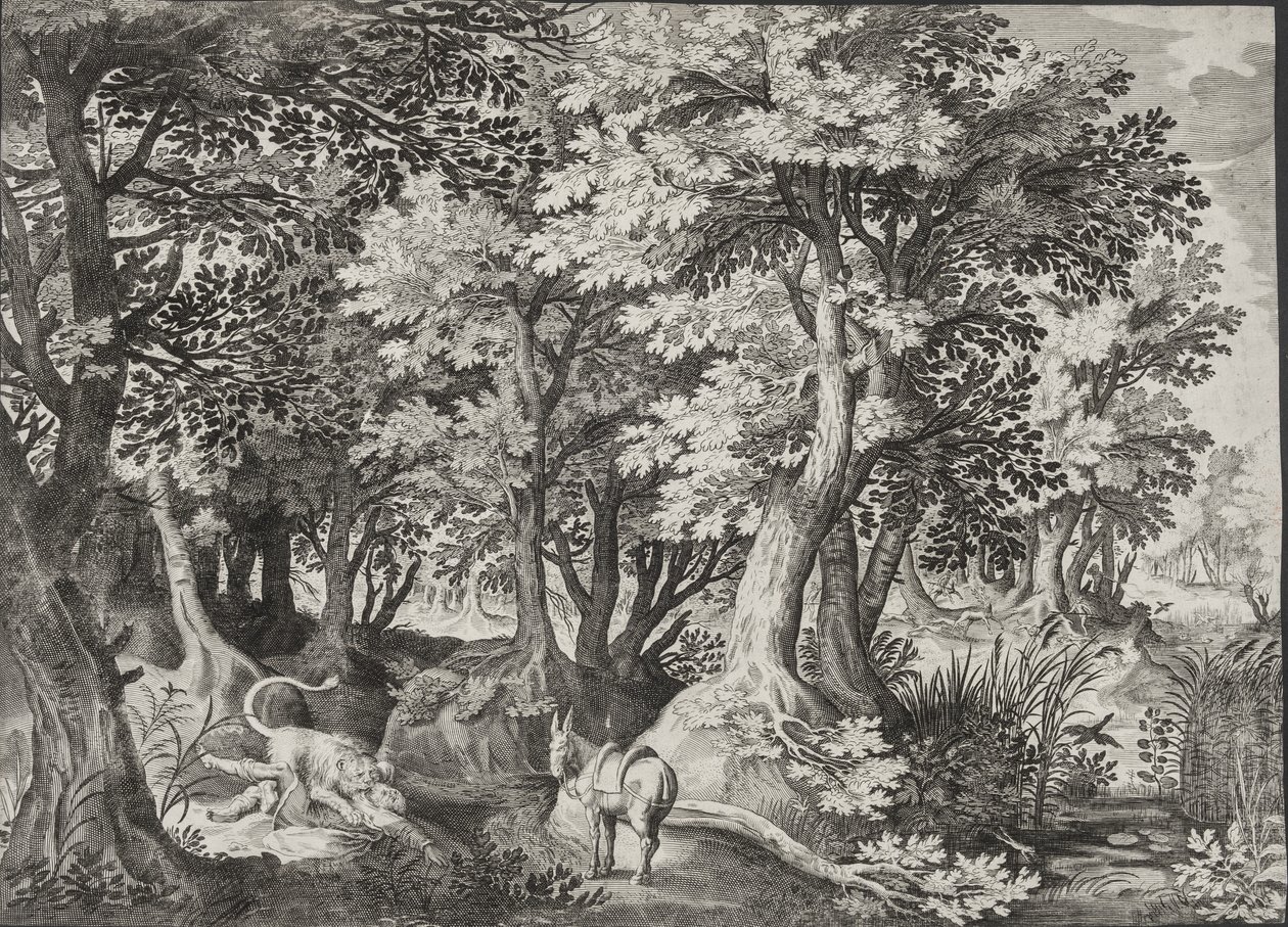 Landscape with the Disobedient Prophet Being Consumed by a Lion by Jan van Londerseel