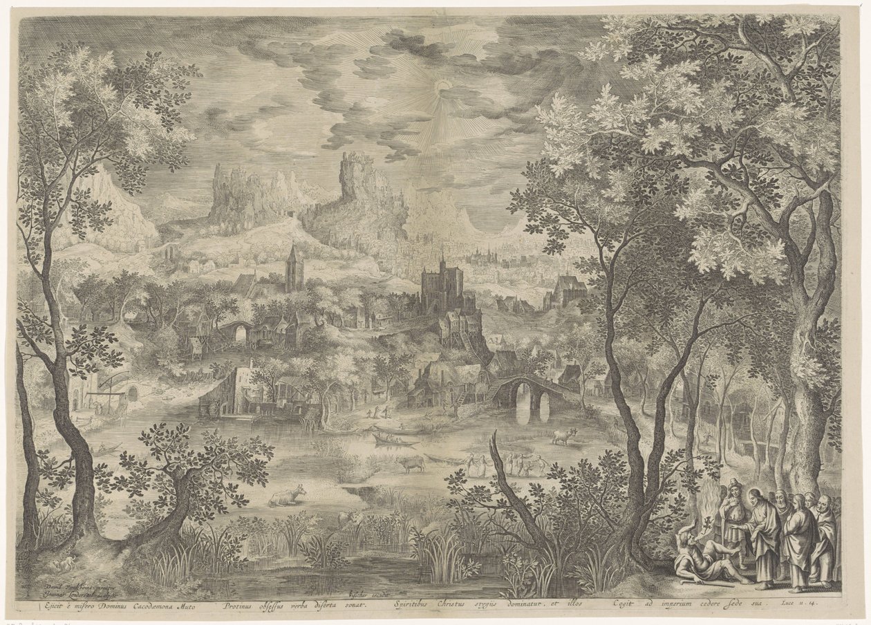 Landscape with Christ Casting Out a Demon from a Mute Man by Jan van Londerseel