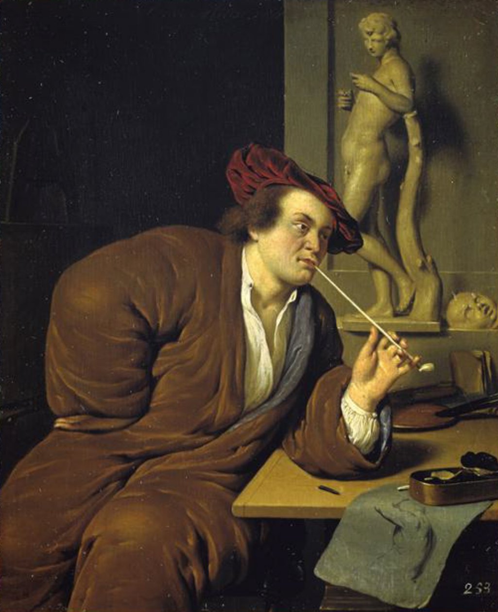 Portrait of a Smoking Artist by Jan van Mieris