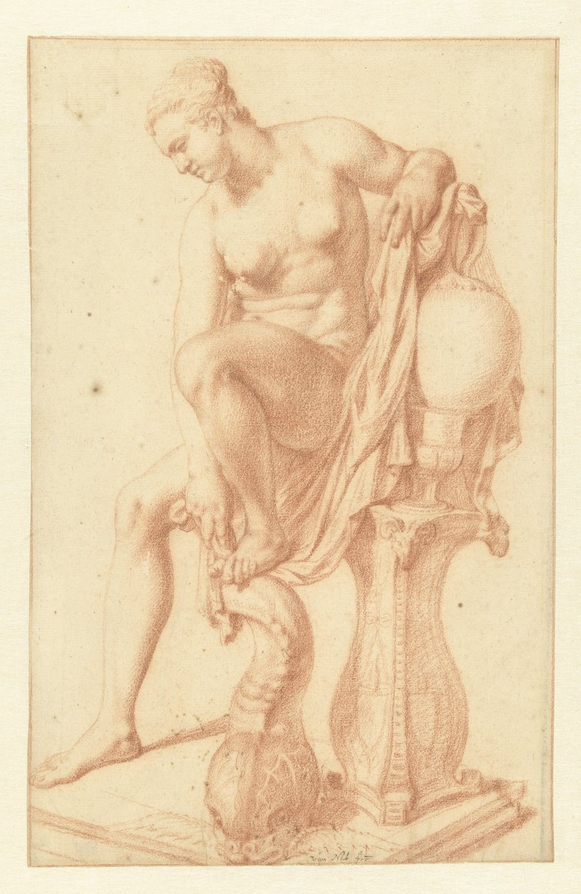 Seated Naked Woman at Her Toilet by Jan van Neck
