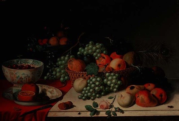 A Basket of Grapes and Apples by Jan van Os
