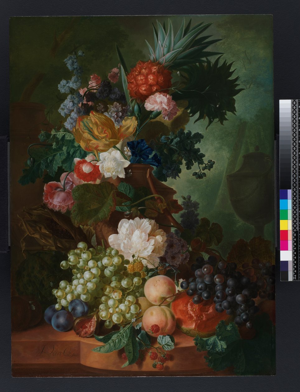 Vase of Flowers and Fruit by Jan van Os