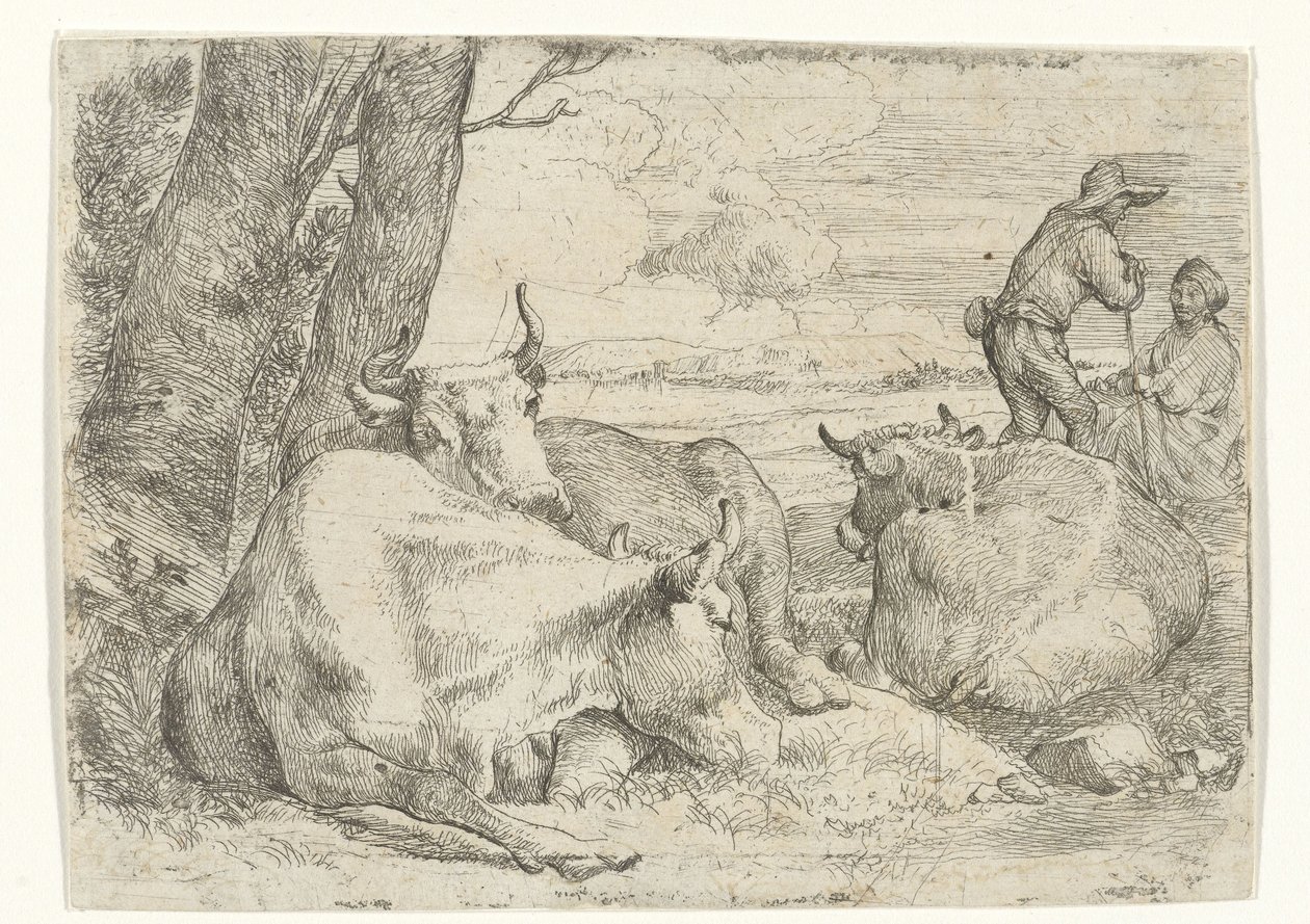 Three Cows and Two Shepherds by Jan van Ossenbeeck