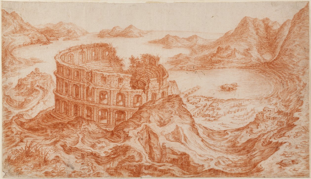 View of the Roman Amphitheatre at Pozzuoli with the Bay of Naples Beyond by Jan van Stinemolen
