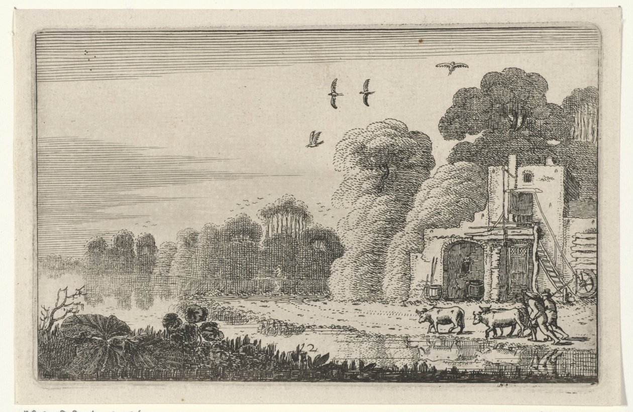 Figures with Cows by a Ruin by Jan van de Velde (II)