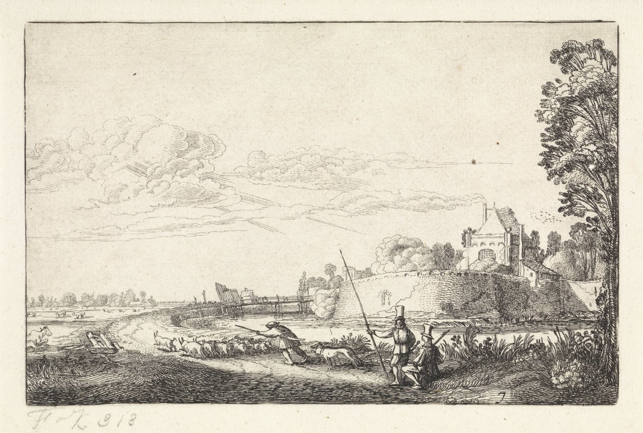 Landscape with the Zijlpoort in Haarlem (series title: Landscapes, Amenissimae Aliquot Requculae) by Jan van de Velde (II)