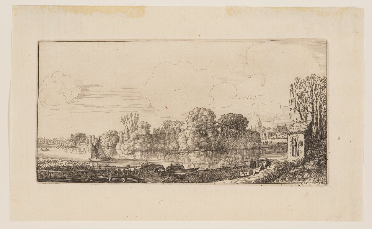 A Little Chapel by a Pond, from Six Landscapes by Jan van de Velde II
