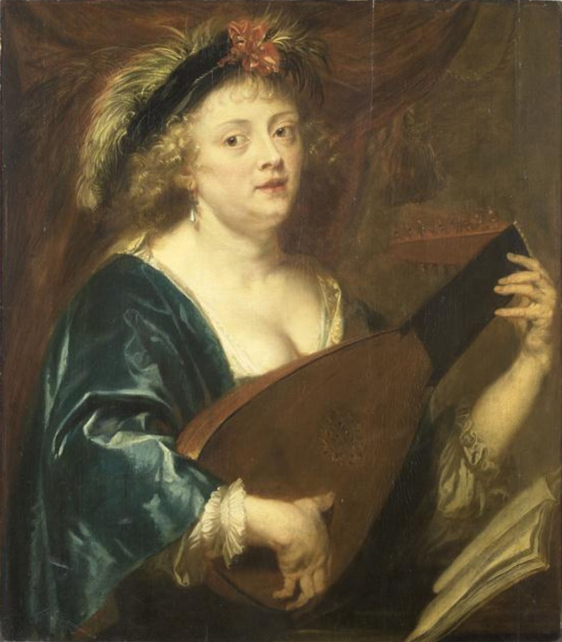 Portrait of a Woman Playing a Lute by Jan van den Hoecke