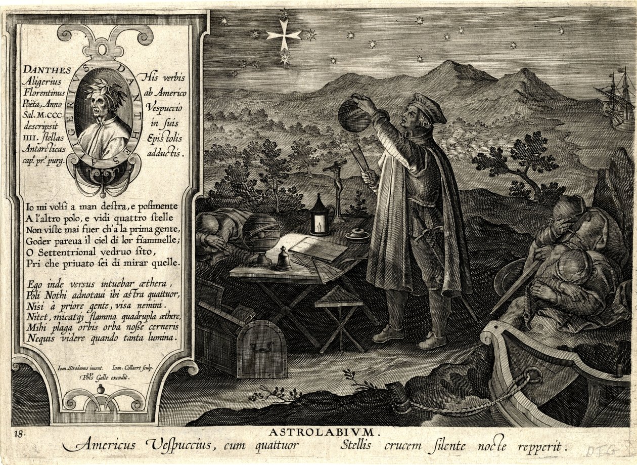 Astrolabium. Americus Vespuccius with Four Stars, c.1600 by Jan van der (1523-1605) Straet
