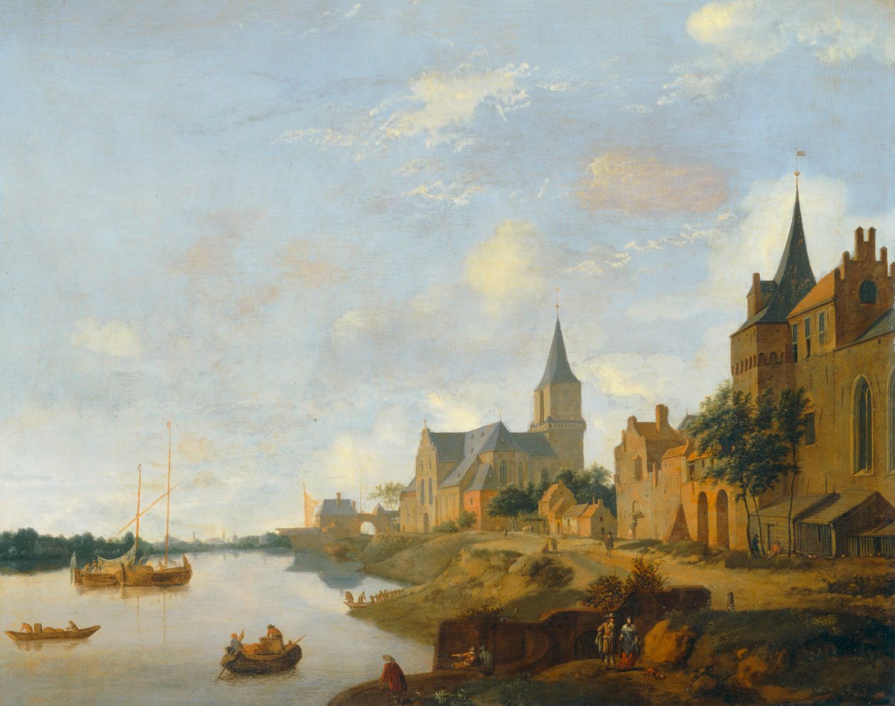 The Rhine at Emmerich with the Church Saint Martin by Jan van der (manner of) Heyden