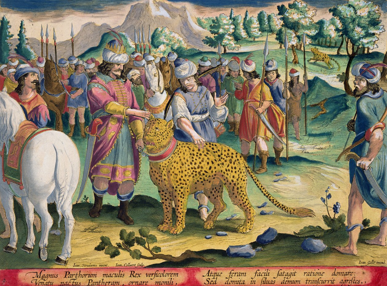 The Great King of the Parthians Hunts with his Tame Panthers, plate 9 from 