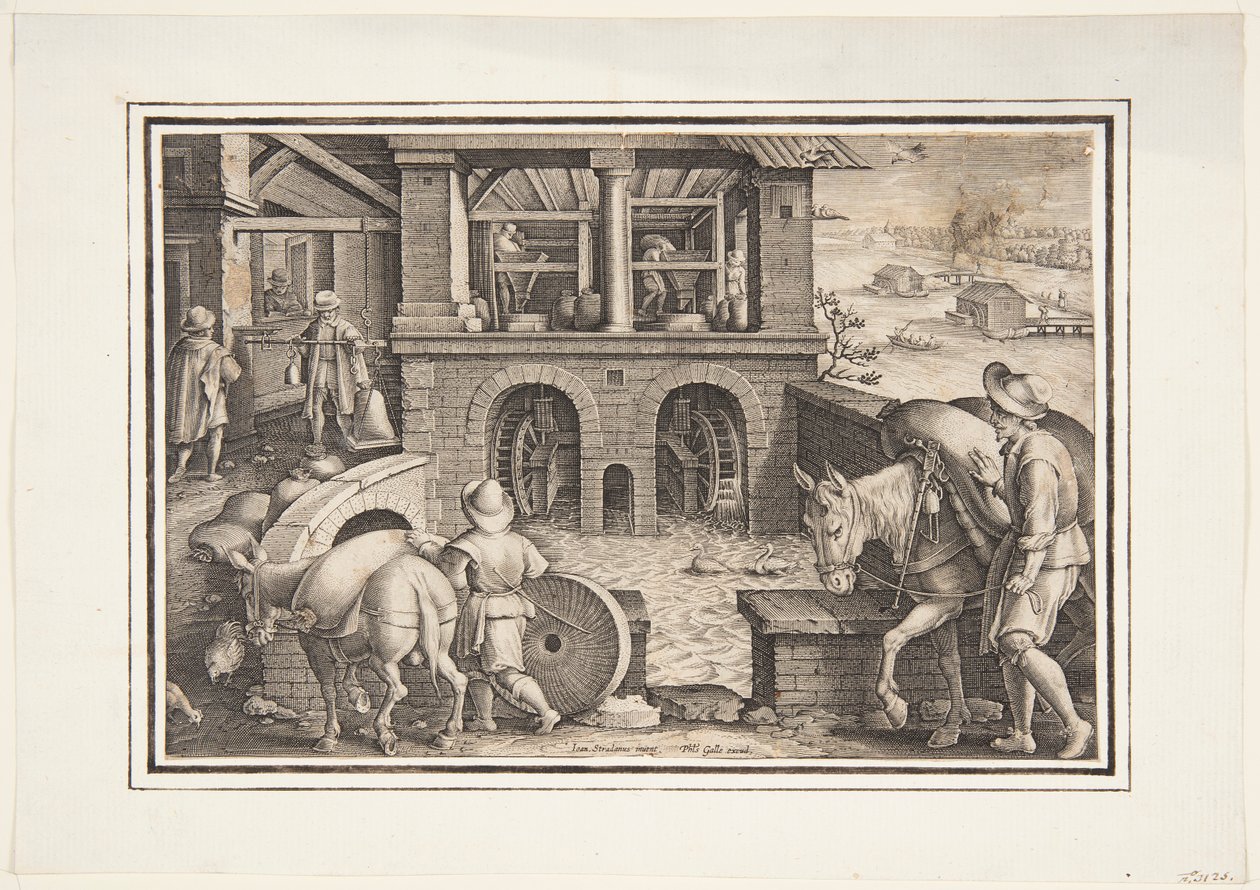 A Water Mill by Jan van der Straet, called Stradanus