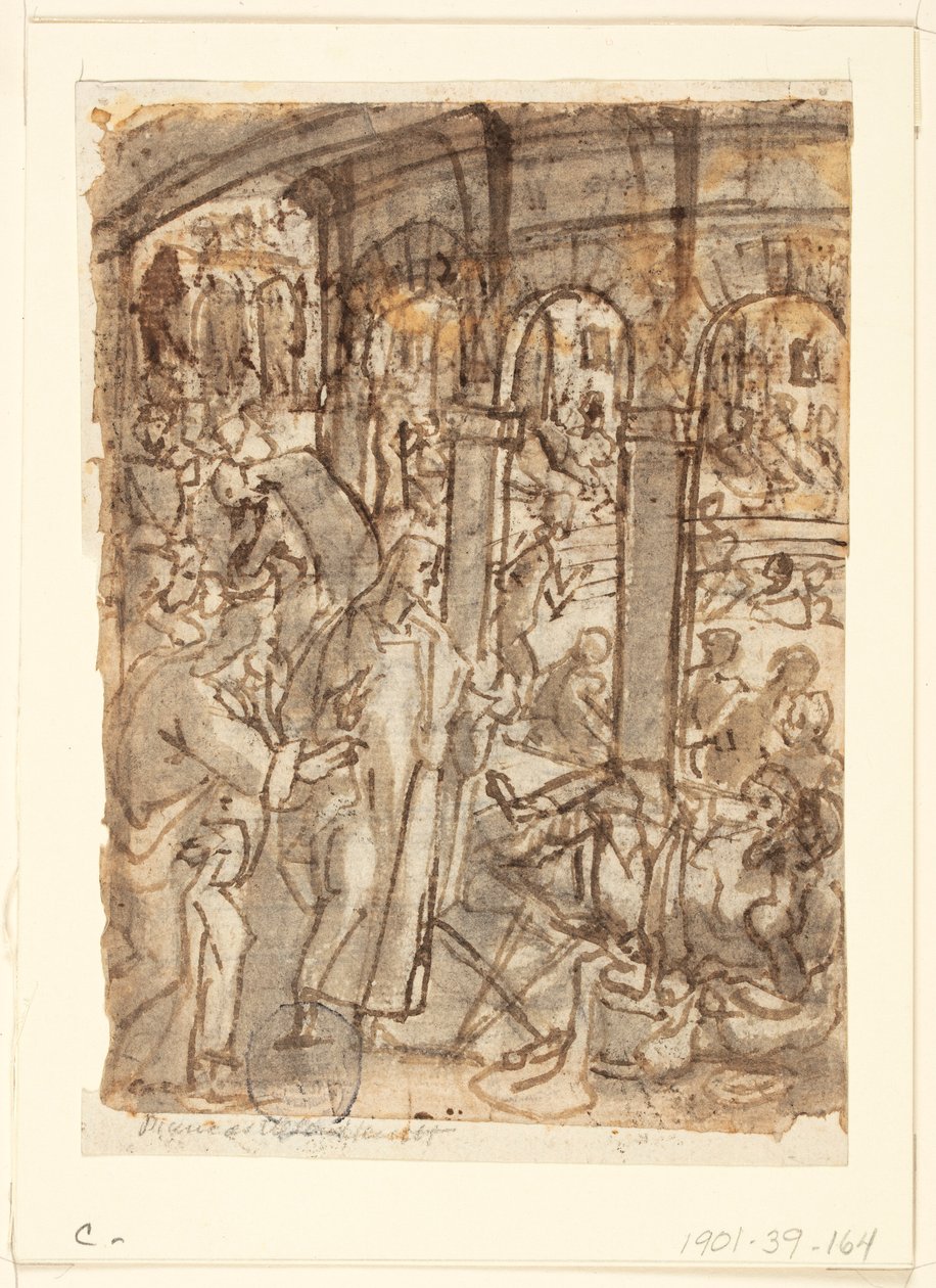 Recto: Christ Healing Paralytics near the Pool of Bethesda; Verso, above: Mercury, Patron of Travellers; Verso, below: Studies of a Man near an Open Door by Jan van der Straet, called Stradanus