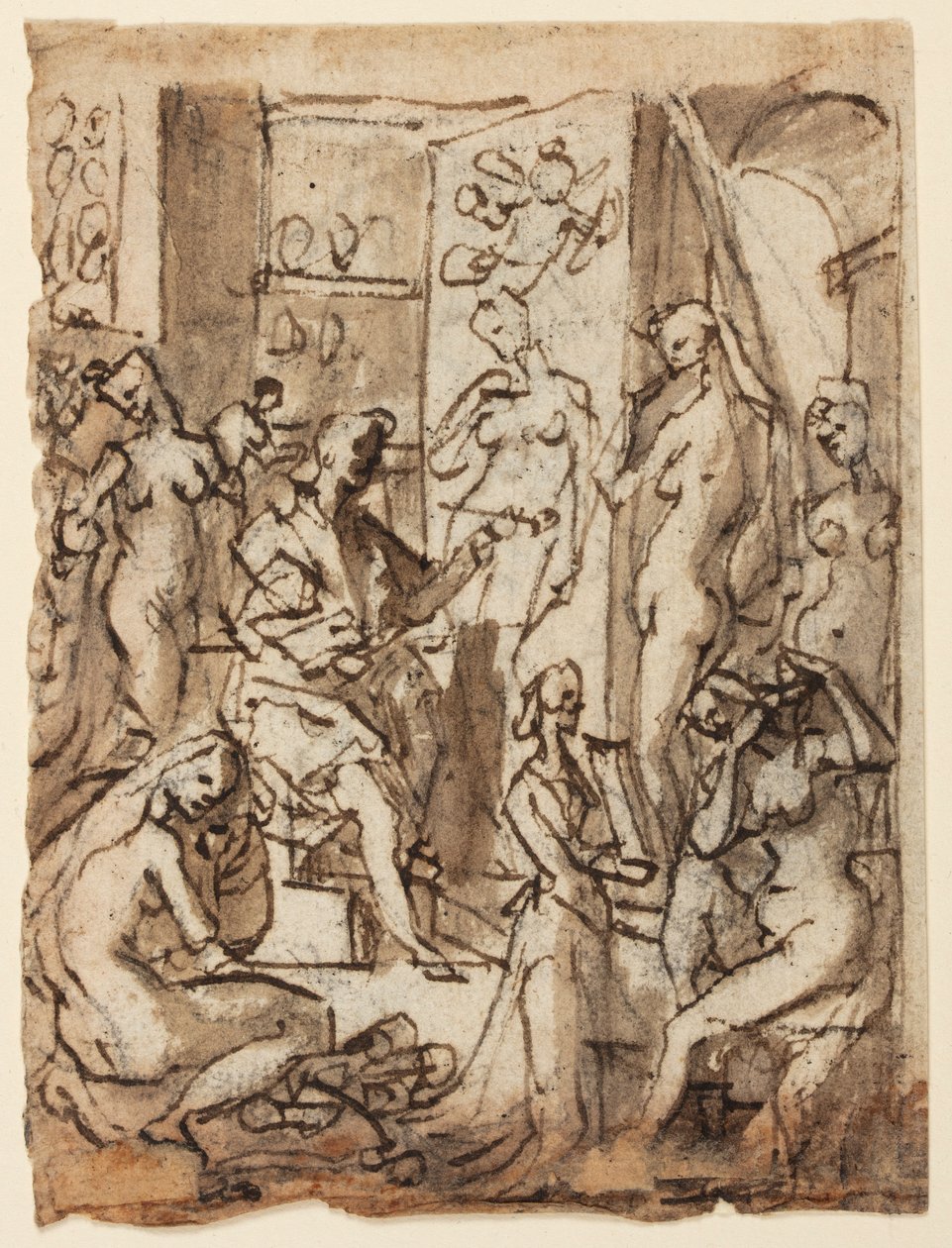 Zeuxis painting Helen; Studies of figures for an illustration of the eighth circle, tenth bolgia of Dante