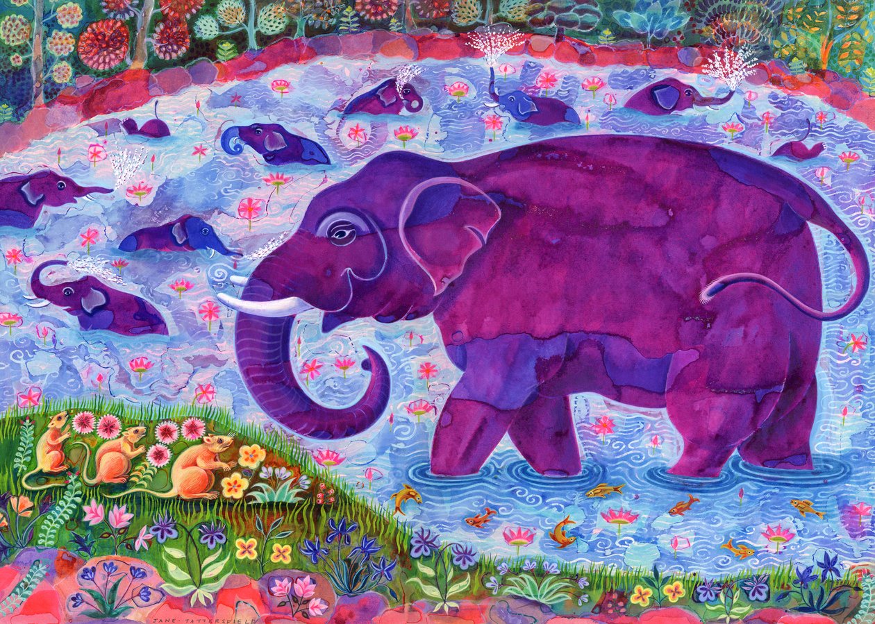 Elephant and mice, 1998 by Jane Tattersfield