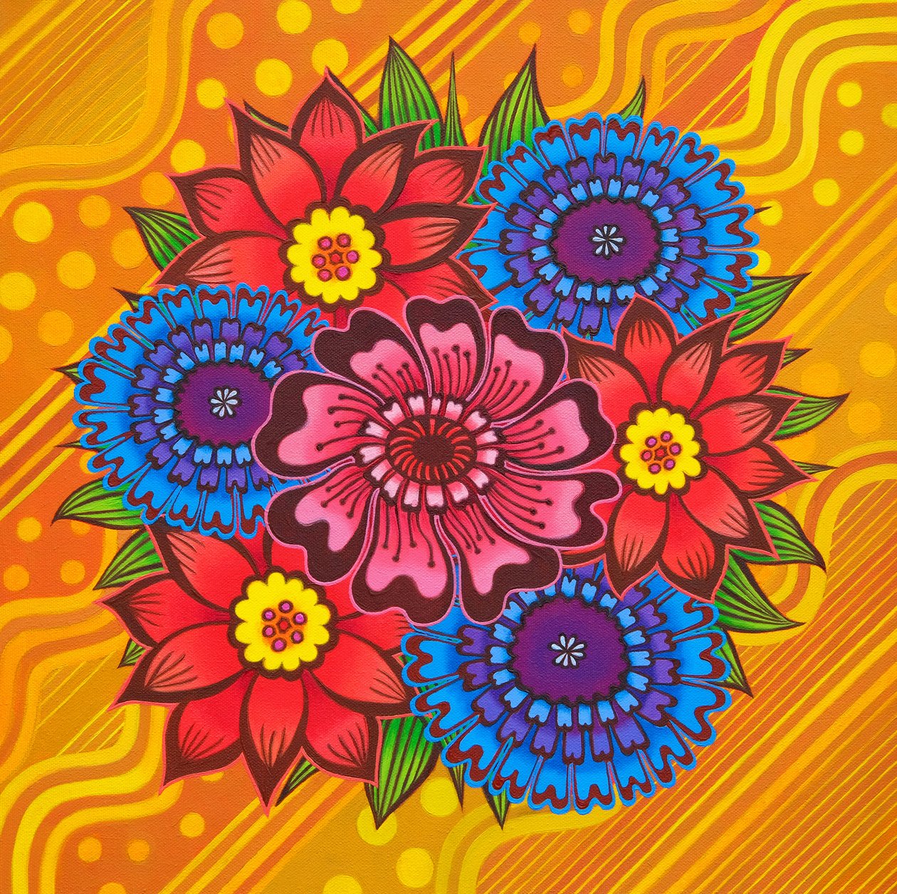 Flowers on yellow, 2022 by Jane Tattersfield