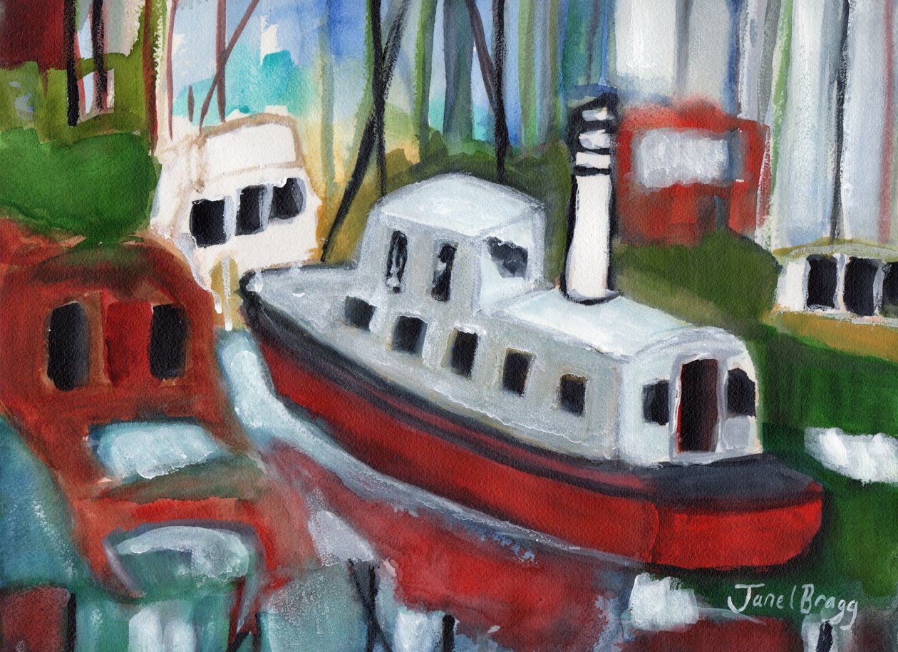 Boats in Cap Sante Marina by Janel Bragg