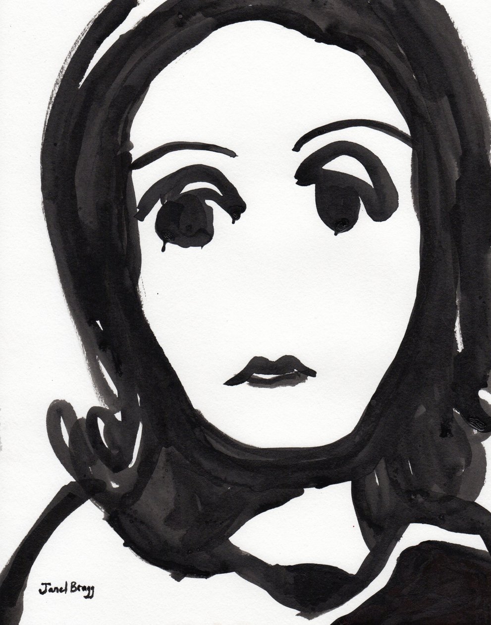 Greta Garbo Illustration in Black and White, c.2000 by Janel Bragg