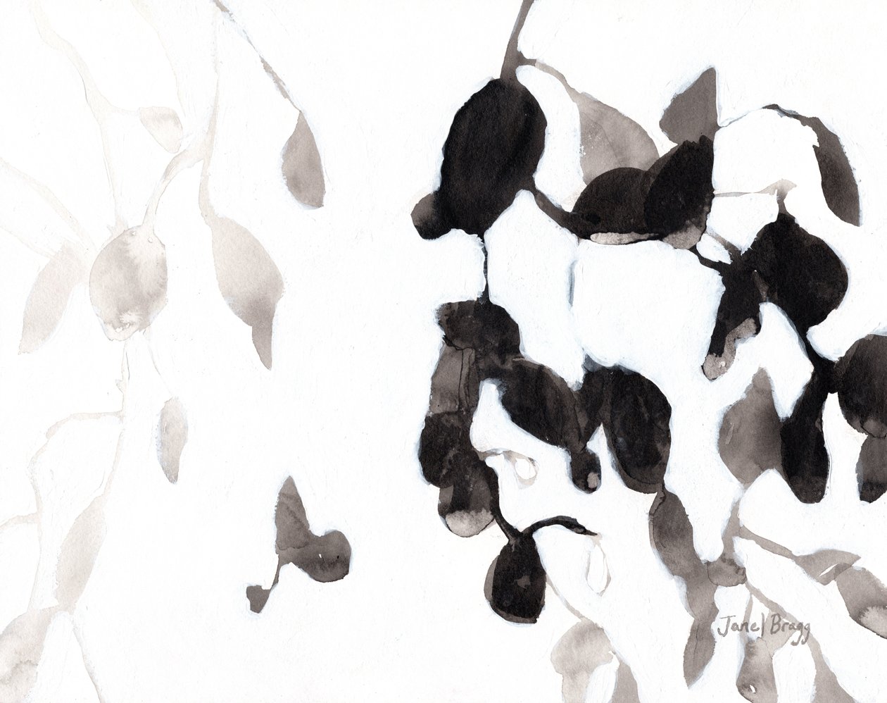 Leaves in Black and White, c.2018 by Janel Bragg