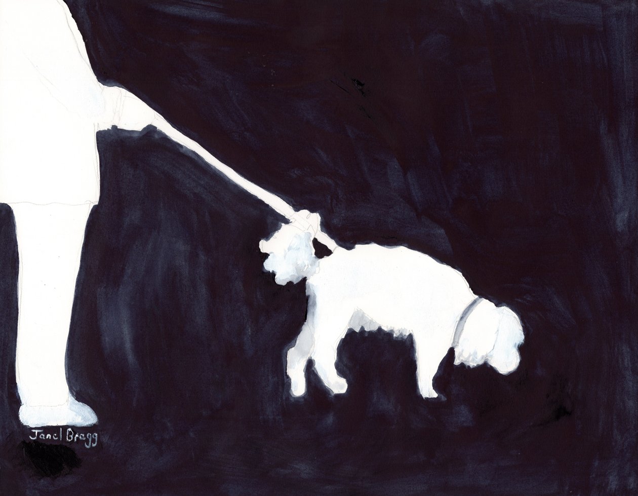 Man Walking his Dog in Indigo III, c.2021 by Janel Bragg