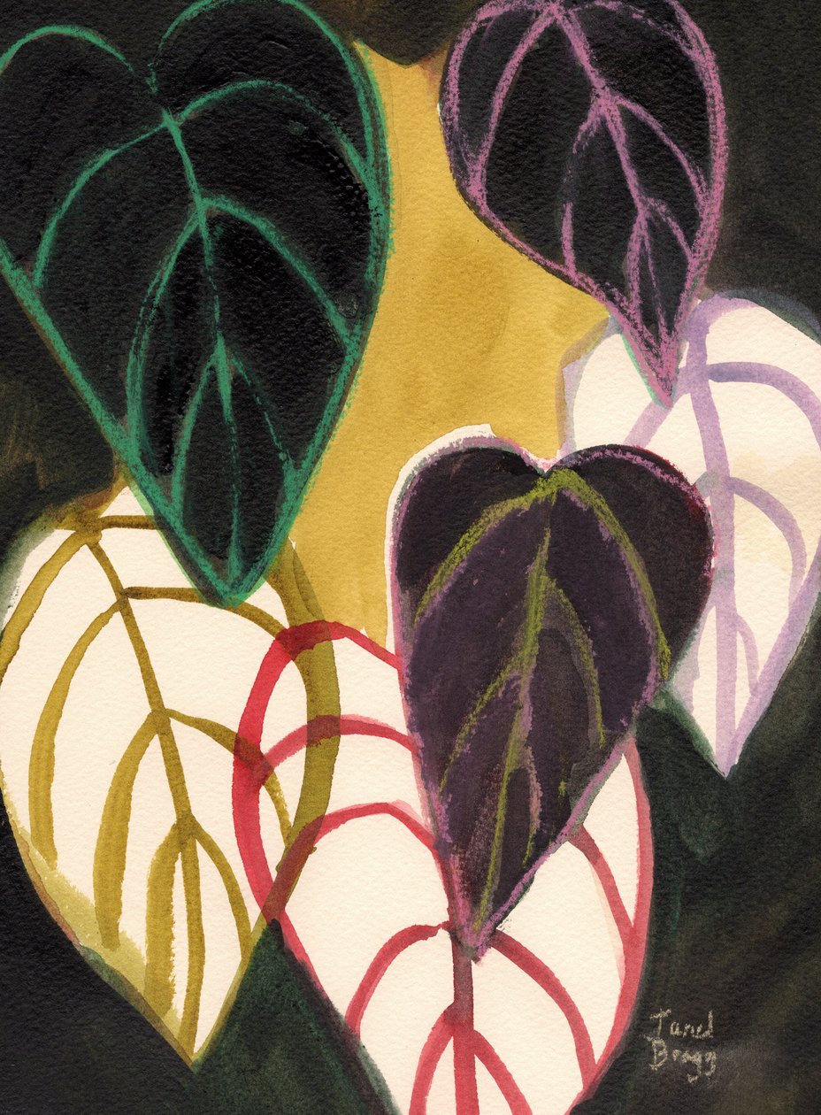 Philodendron Leaves with Chartreuse, 2025 by Janel Bragg